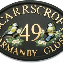Bluetits Split house sign