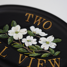 Dogwood Flat Painted Close Up house sign