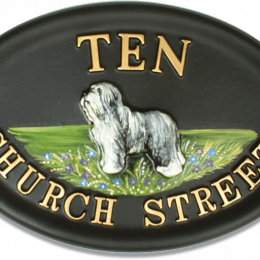 Old English Sheepdog Full Body house sign