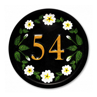 White Primroses House Number house sign